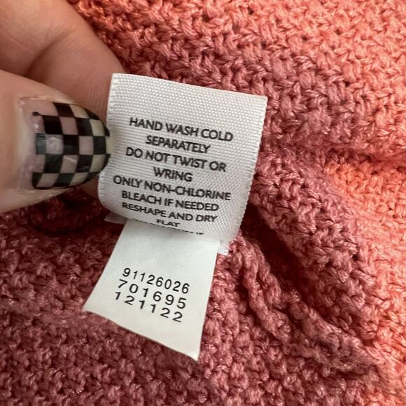 J Jill Cardigan Womens Medium Pink Babydoll Open Crochet Linen Blend Cottagecore - Picture 10 of 11